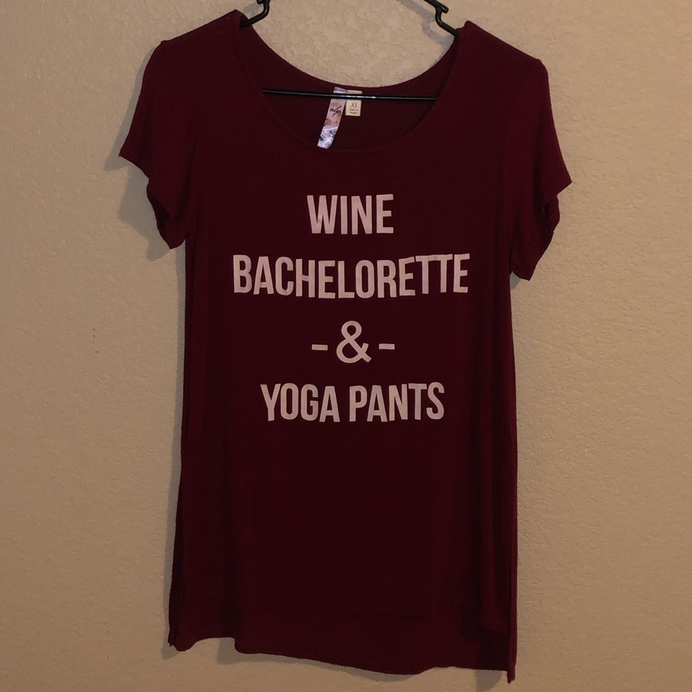 Wine, bachelorette and yoga pants top